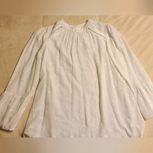 Loft 100% rayon long-sleeved white blouse, size small petite